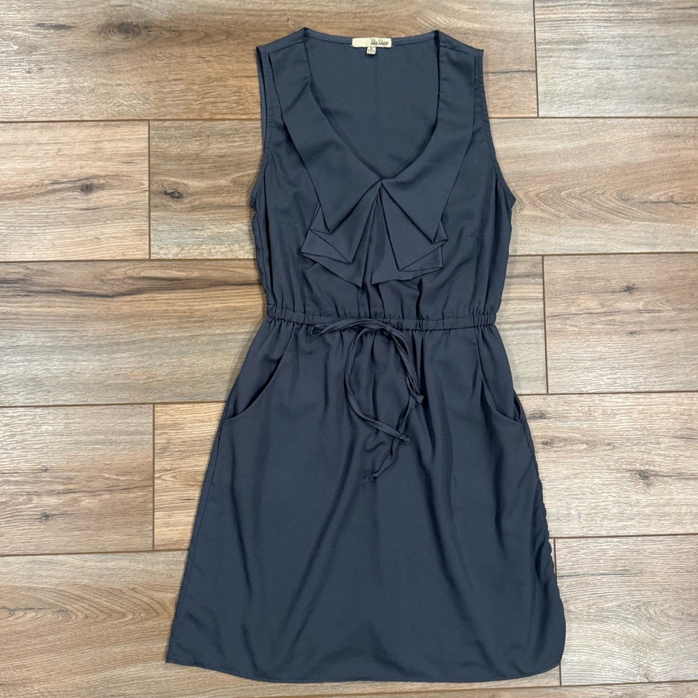 BEBOP Gray Ruffle Collar Sleeveless Tie-waist Business Casual Dress | Size Small